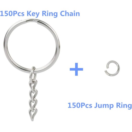 150 pièces NANSSY 1 pouce/25 mm porte-clés fendus avec chaîne en argent, porte-clés, pièces d'anneaux avec anneau de saut ouvert et connecteur. 150 pièces NANSSY 1 pouce/25 mm porte-clés fendus avec chaîne en argent, porte-clés, pièces d'anneaux avec anneau de saut ouvert et connecteur.