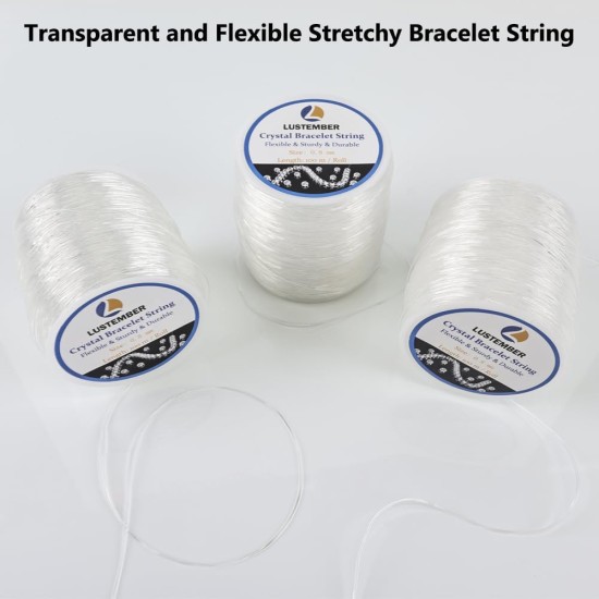 Fil de bracelet extensible de 0,8 mm, 3 rouleaux de fil élastique durable, cordon de perles transparent pour bracelets, colliers, perles et fabrication de bijoux (300 m) Fil de bracelet extensible de 0,8 mm, 3 rouleaux de fil élastique durable, cordon de perles transparent pour bracelets, colliers, perles et fabrication de bijoux (300 m)