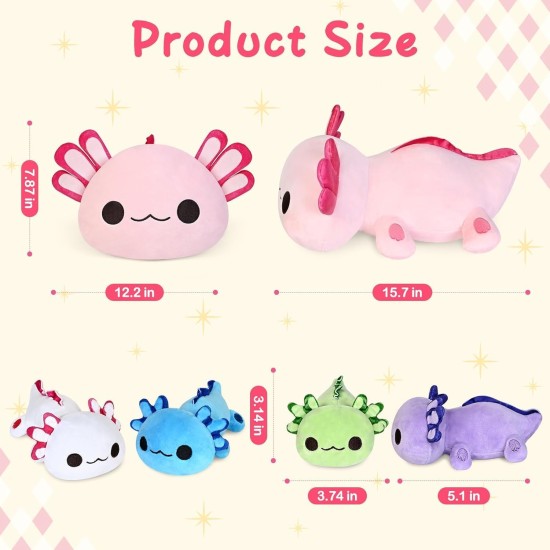 KMUYSL Jouets en peluche Axolotl pour garçons et filles âgés de 0 1 2 3 4 5 6 7 8 ans et plus - Animal en peluche Axolotl maman avec 4 bébés axolotls dans son ventre, cadeaux d'anniversaire de Noël pour bébé, tout-petit, enfants
