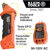 Klein Tools ET310KIT Kit de recherche de disjoncteur AC, testeur électrique, testeur GFCI, câbles, adaptateurs et étui