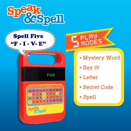 Jeu électronique Speak & Spell – Jouet d'apprentissage éducatif, jeux d'orthographe, arcade portable rétro des années 80, jouets pour autisme, activité pour garçons, filles, tout-petits, à partir de 7 ans