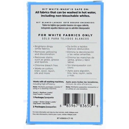 Colorant liquide blanchissant et éclaircissant Rit, lavage blanc, 53,2 g (paquet de deux) Colorant liquide blanchissant et éclaircissant Rit, lavage blanc, 53,2 g (paquet de deux)