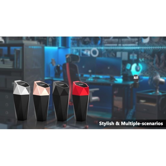 Ginsco Lot de 2 mini poubelles de voiture avec couvercle, accessoires de voiture pour intérieur, petite poubelle étanche pour la maison avec 2 crochets ABS supplémentaires et 90 sacs poubelles noirs