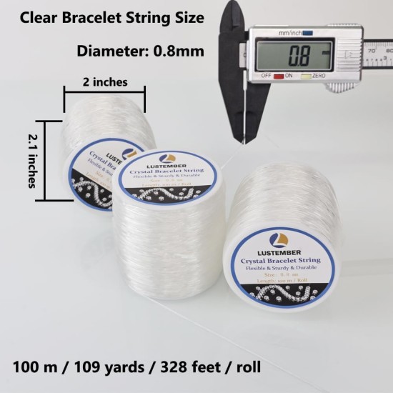 Fil de bracelet extensible de 0,8 mm, 3 rouleaux de fil élastique durable, cordon de perles transparent pour bracelets, colliers, perles et fabrication de bijoux (300 m) Fil de bracelet extensible de 0,8 mm, 3 rouleaux de fil élastique durable, cordon de perles transparent pour bracelets, colliers, perles et fabrication de bijoux (300 m)