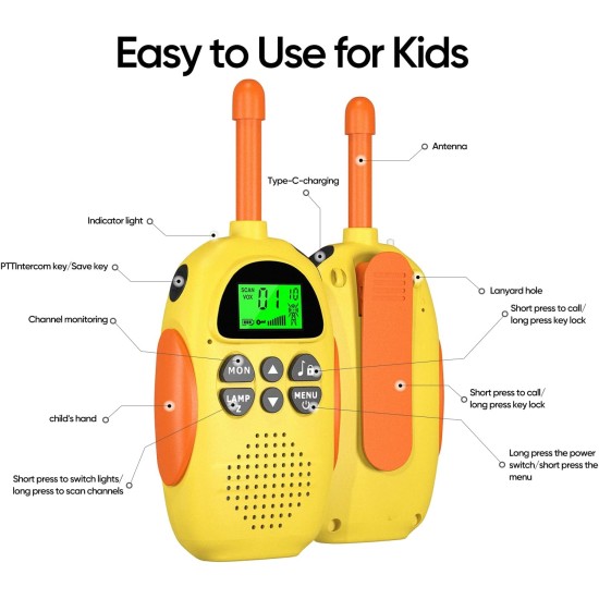 Lot de 2 talkies-walkies rechargeables pour enfants, longue portée, 22 canaux, radio bidirectionnelle, jouet d'anniversaire pour enfants, cadeau pour garçons et filles de 3 à 12 ans, aventures en plein air, camping, randonnée Lot de 2 talkies-walkies rechargeables pour enfants, longue portée, 22 canaux, radio bidirectionnelle, jouet d'anniversaire pour enfants, cadeau pour garçons et filles de 3 à 12 ans, aventures en plein air, camping, randonnée