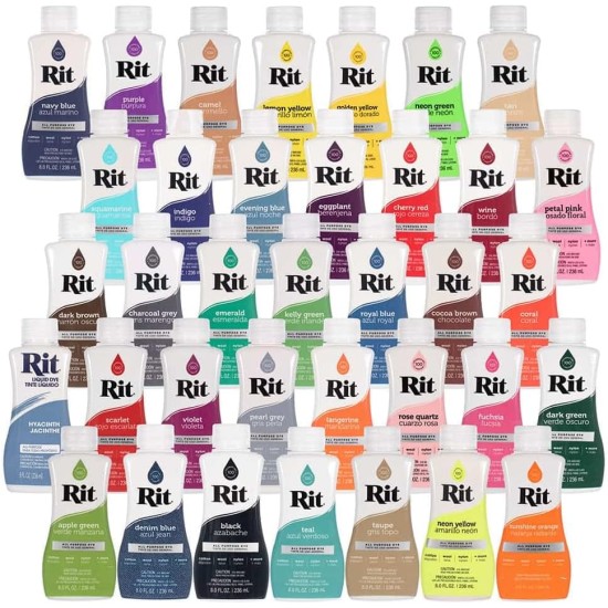Teinture synthétique Rit Dye plus liquide pour tissu – Large sélection de couleurs – 226,8 g – Blanchisseur et éclaircissant