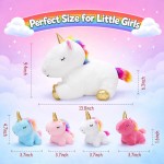 KMUYSL Jouets pour filles âgées de 0 1 2 3 4 5 6 7 8 ans et plus – Animal en peluche licorne maman avec 4 bébés licornes dans son ventre, ensemble de jouets en peluche licorne douce, cadeaux d'anniversaire de Noël pour bébé, tout-petit, enfants