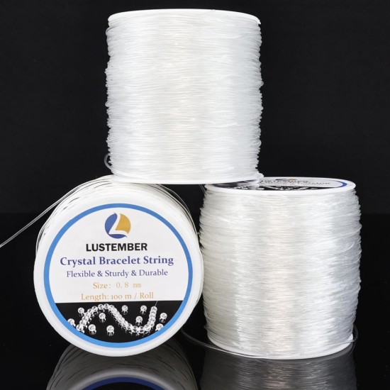 Fil de bracelet extensible de 0,8 mm, 3 rouleaux de fil élastique durable, cordon de perles transparent pour bracelets, colliers, perles et fabrication de bijoux (300 m) Fil de bracelet extensible de 0,8 mm, 3 rouleaux de fil élastique durable, cordon de perles transparent pour bracelets, colliers, perles et fabrication de bijoux (300 m)