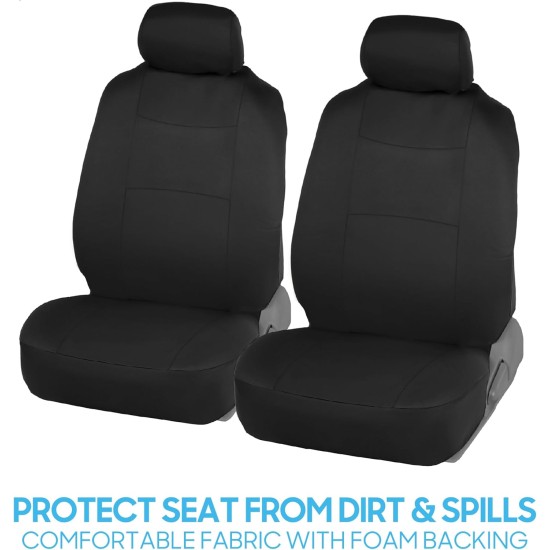 BDK PolyPro Ensemble complet de housses de siège de voiture en noir uni, housses de siège de banquette divisées avant et arrière pour voiture, ensemble de housses de siège de voiture faciles à installer et accessoires pour voitures, camions, vans, SUV – N