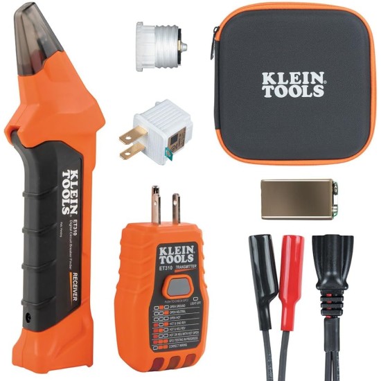 Klein Tools ET310KIT Kit de recherche de disjoncteur AC, testeur électrique, testeur GFCI, câbles, adaptateurs et étui