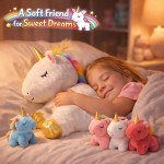 KMUYSL Jouets pour filles âgées de 0 1 2 3 4 5 6 7 8 ans et plus – Animal en peluche licorne maman avec 4 bébés licornes dans son ventre, ensemble de jouets en peluche licorne douce, cadeaux d'anniversaire de Noël pour bébé, tout-petit, enfants