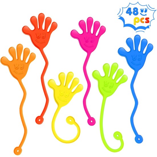 Sticky Hands Bulk 48 PCS Remplisseurs d'œufs pour panier de Pâques Cadeaux de fête pour enfants de 4 à 8 ans 8 à 12 ans Jouet à main collant extensible pour enfants Sac de cadeaux pour petits prix de classe Cadeaux pour étudiants Fournitures de fête d'ann
