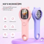 Microscope pour enfants – Mini microscope de poche pour les tout-petits – Kit scientifique éducatif STEM, jouets pour cadeaux d'anniversaire de Noël, jouets pour filles de 5, 6, 7, 8, 9, 10, 11, 12 ans (violet)