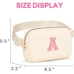 mibasies Cadeaux de Pâques pour enfants filles, sac banane initial, cadeaux d'anniversaire pour 4 5 6 7 8 9 10 11 12 13 adolescentes – Objets tendance personnalisés mignons – Crème A