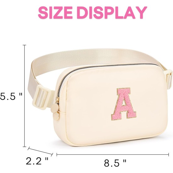 mibasies Cadeaux de Pâques pour enfants filles, sac banane initial, cadeaux d'anniversaire pour 4 5 6 7 8 9 10 11 12 13 adolescentes – Objets tendance personnalisés mignons – Crème A