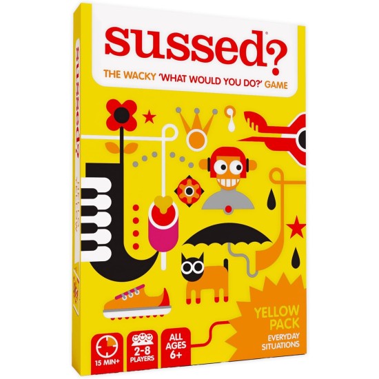 SUSSED The Wacky « Que feriez-vous ? » Jeu de cartes sociales – Chaussette de Noël pour enfants et jeu de voyage familial pour garçons et filles – Amusant et facile à jouer – Tous les âges à partir de 6 ans – Hello Yellow Deck