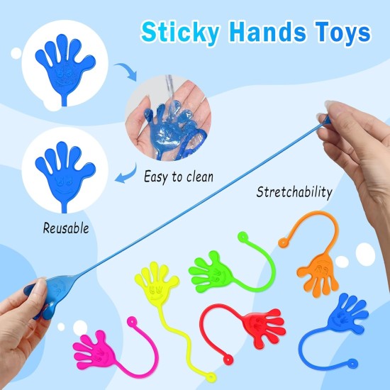 Sticky Hands Bulk 48 PCS Remplisseurs d'œufs pour panier de Pâques Cadeaux de fête pour enfants de 4 à 8 ans 8 à 12 ans Jouet à main collant extensible pour enfants Sac de cadeaux pour petits prix de classe Cadeaux pour étudiants Fournitures de fête d'ann