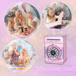 Refasy Tirelires pour filles, banque d'argent électronique mot de passe argent coffre-fort tirelire, banque de simulation d'empreintes digitales jouets pour 3 4 5 6 7 8 9 10 12 ans filles enfants cadeaux d'anniversaire de Noël (rose)