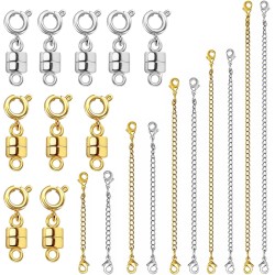 Rallonge de collier et fermoir de collier magnétique, rallonges de chaîne en or et en argent pour colliers, bracelets, bijoux