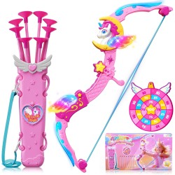 Jouets licorne pour filles de 3 à 12 ans, 6 flèches magiques (corne de licorne, ailes, étoile, bras supérieurs et inférieurs), carquois de rêve et cible de princesse, 8 flèches à ventouse roses, cadeau pour fille de 3 4 5 6 7 8 9 10 ans