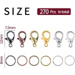 Ensemble de fermoirs à pince de homard et d'anneaux de saut ouverts, fermoirs à homard de 6 couleurs pour la fabrication de bijoux, porte-clés et bracelets