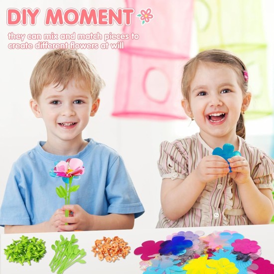 ChainnForces Kit d'artisanat de bouquet de fleurs pour la fabrication de 32 fleurs, fleurs en tissu pour l'artisanat, construisez votre bouquet, pièces de jouets