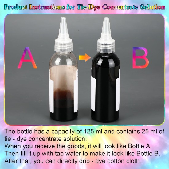 Le kit Tie Dye comprend 12 sacs fourre-tout vierges, 12 bouteilles pré-remplies de concentrés de couleurs, des cordes en coton de 20 pieds et 20 élastiques en caoutchouc pour les fournitures de groupes de fête DIY Tie Dye
