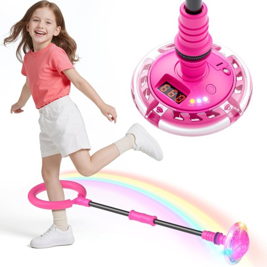HopeRock Jouet à sauter pour filles de 6 à 10 ans, cadeaux d'anniversaire pour fille, 3 modes amusants, roue lumineuse clignotante, compteur numérique LED, batterie remplaçable, cadeaux d'anniversaire pour fille de 6 à 10 ans et plus, jouets d'extérieur a