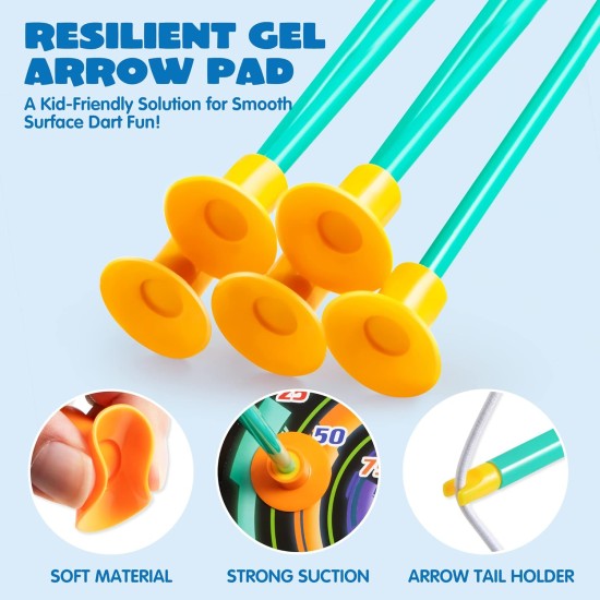 JOYIN Ensemble d'arc et de flèches pour enfants, ensemble de jouets de tir à l'arc lumineux à LED avec 9 flèches à ventouse, étui de cible et de flèche, jouets cadeaux de jeu de chasse en intérieur et en extérieur pour enfants, garçons et filles âgés de 6