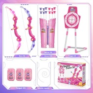 SpringFlower 2 ensembles d'arcs et de flèches avec éclairage LED, 2 pistolets à fléchettes en mousse pour enfants de 5 6 7 8 9 10 ans et plus, ensemble de tir à l'arc avec cible debout pour garçons et filles, cadeau idéal