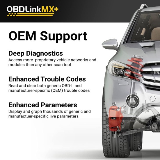 Scanner Bluetooth OBDLink MX+ OBD2 pour iPhone, Android et Windows