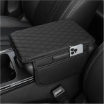 Housse de console centrale de voiture améliorée, housse d'accoudoir de voiture en cuir microfibre avec 2 sacs de rangement, boîte de rangement pour accoudoir de voiture, accessoires intérieurs pour la plupart des véhicules (noir)