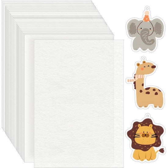 WISYOK 30 pièces film rétractable, feuilles de plastique rétractables pour l'artisanat, la fabrication de bijoux, les projets de classe, les cadeaux personnalisés, la décoration intérieure, 8,2x5,8 pouces
