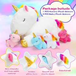 KMUYSL Jouets pour filles âgées de 0 1 2 3 4 5 6 7 8 ans et plus – Animal en peluche licorne maman avec 4 bébés licornes dans son ventre, ensemble de jouets en peluche licorne douce, cadeaux d'anniversaire de Noël pour bébé, tout-petit, enfants KMUYSL Jouets pour filles âgées de 0 1 2 3 4 5 6 7 8 ans et plus – Animal en peluche licorne maman avec 4 bébés licornes dans son ventre, ensemble de jouets en peluche licorne douce, cadeaux d'anniversaire de Noël pour bébé, tout-petit, enfants