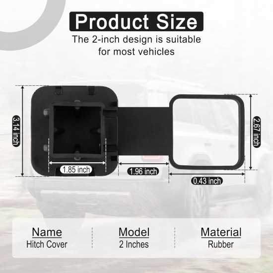 UYYE Couvercle d'attelage de remorque en caoutchouc de 2 pouces, capuchon de bouchon de tube de remorquage en caoutchouc drapeau américain, accessoires extérieurs de voiture adaptés à la plupart des récepteurs d'attelage de véhicules, capuchon de bouchon 