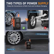 Compresseur d'air portable, gonfleur de pneus, pompe à air sans fil 3 fois plus rapide pour pneus de voiture avec lumière LED, pompe à air 150 psi avec prise allume-cigare pour voiture, moto, vélo, ballon (noir)