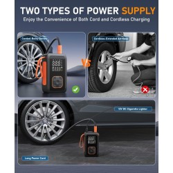 Compresseur d'air portable, gonfleur de pneus, pompe à air sans fil 3 fois plus rapide pour pneus de voiture avec lumière LED, pompe à air 150 psi avec prise allume-cigare pour voiture, moto, vélo, ballon (noir) Compresseur d'air portable, gonfleur de pneus, pompe à air sans fil 3 fois plus rapide pour pneus de voiture avec lumière LED, pompe à air 150 psi avec prise allume-cigare pour voiture, moto, vélo, ballon (noir)
