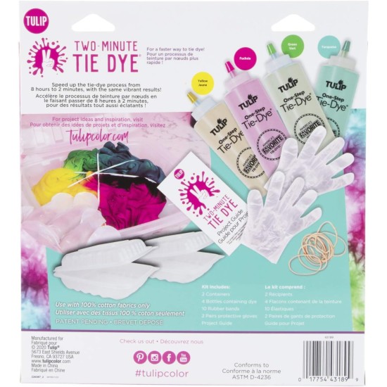 Kit de teinture en une étape Tulip Kits de teinture pour tissu Tulip 43189 Fdy Multi 2 Min Fruit Punch, 4 couleurs, comme détaillé, 6 onces (paquet de 1)