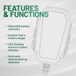 Battery Tender Junior 12 V, 800 mA Chargeur et mainteneur de batterie pour batteries au plomb et au lithium – Chargeur de batterie commutable pour sports motorisés – 022-0199-DL-WH