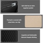 Housse de console centrale de voiture améliorée, housse d'accoudoir de voiture en cuir microfibre avec 2 sacs de rangement, boîte de rangement pour accoudoir de voiture, accessoires intérieurs pour la plupart des véhicules (noir)