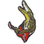 Funny Crocodile Rock and Roll Guitare Rouge Punk Rock Patchs Appliques Tissu Décoration pour Chapeau Casquette Polo Sac À Dos Vêtements Veste T-Shirt DIY Brodé Thermocollant/Coudre Sur Patch