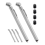 AstroAI Lot de 2 manomètres pour pneus 10-75 PSI, calibrés selon ANSI B40.1 Grade B (2 %), corps en acier inoxydable, buse en métal 3 mesures pour voitures, vélos, véhicules