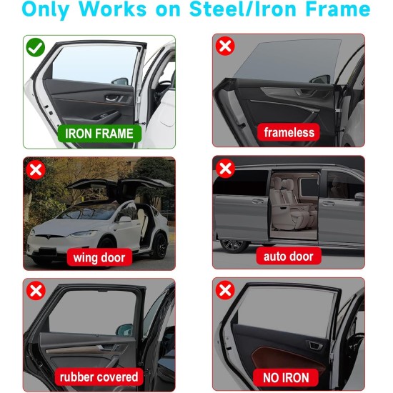 Pare-soleil de voiture, 2 pièces, pare-soleil magnétique double couche pour fenêtres latérales, couvertures complètes/options de demi-ombrage, rideaux de fenêtre arrière de voiture pour la protection de bébé