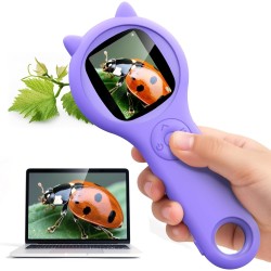 Microscope pour enfants – Mini microscope de poche pour les tout-petits – Kit scientifique éducatif STEM, jouets pour cadeaux d'anniversaire de Noël, jouets pour filles de 5, 6, 7, 8, 9, 10, 11, 12 ans (violet)