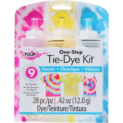 Tulip Kit de teinture en une étape 3 couleurs, techniques faciles, motifs de tissus vibrants et permanents, couleurs classiques : fuchsia, jaune turquoise