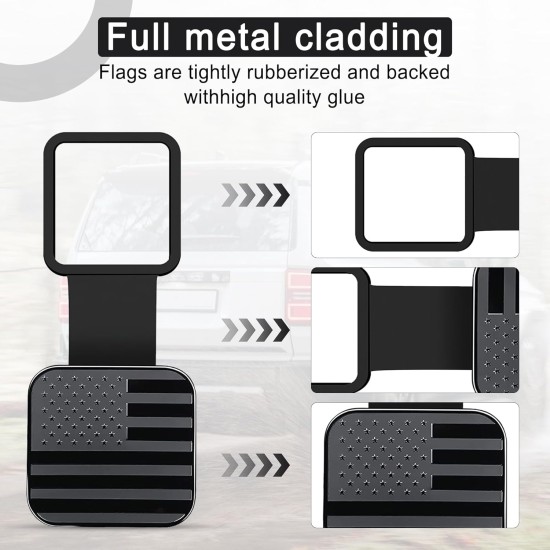 UYYE Couvercle d'attelage de remorque en caoutchouc de 2 pouces, capuchon de bouchon de tube de remorquage en caoutchouc drapeau américain, accessoires extérieurs de voiture adaptés à la plupart des récepteurs d'attelage de véhicules, capuchon de bouchon 