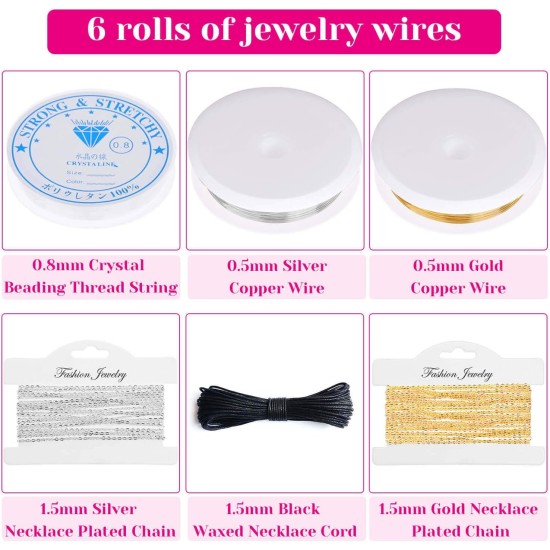 shynek Kit de fournitures de fabrication de bijoux pour adultes, outils de fabrication de bijoux avec crochets de boucles d'oreilles, apprêts, fils, chaînes et mains secourables pour la fabrication et la réparation d'artisanat