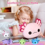 KMUYSL Jouets en peluche Axolotl pour garçons et filles âgés de 0 1 2 3 4 5 6 7 8 ans et plus - Animal en peluche Axolotl maman avec 4 bébés axolotls dans son ventre, cadeaux d'anniversaire de Noël pour bébé, tout-petit, enfants