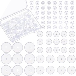 Hicarer 200 pcs Disque de perçage transparent pour piercing Bump 3/5/7/9 mm Dos de boucles d'oreilles en silicone transparent Coussinets de disque en plastique Stabilisateur, Dos de boucle d'oreille Bouchon Patchs de support de lobe d'oreille, 4 tailles