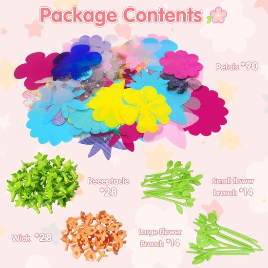 ChainnForces Kit d'artisanat de bouquet de fleurs pour la fabrication de 32 fleurs, fleurs en tissu pour l'artisanat, construisez votre bouquet, pièces de jouets